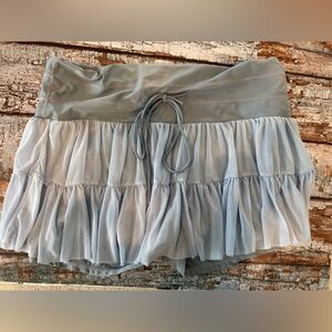 Light Blue Gray Ruffled Skirt